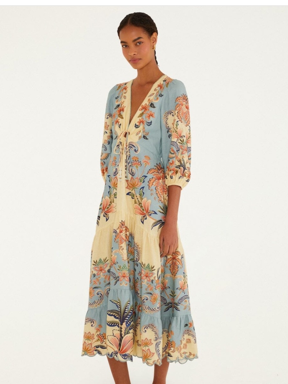 Farm Rio Butter Yellow Boho Beauty Maxi Dress. NWT Size M. Sold Out - Picture 4 of 4